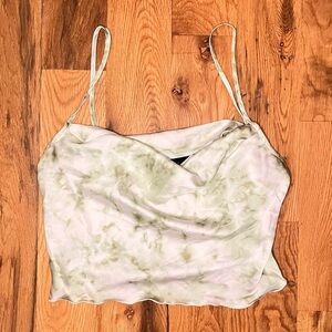 Urban Outfitters Light Green Tie-Dye Satin Cami